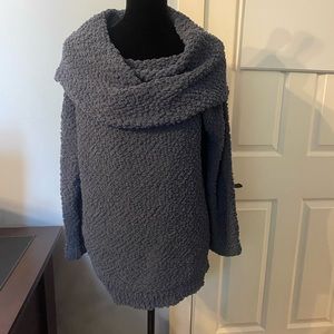 Umgee Gray Off the Shoulder Cowl Neck Sweater